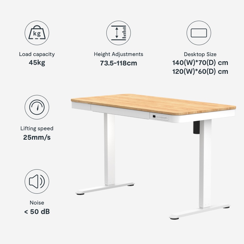 Comhar All-in-One Standing Desk Wooden Top | Flexispot